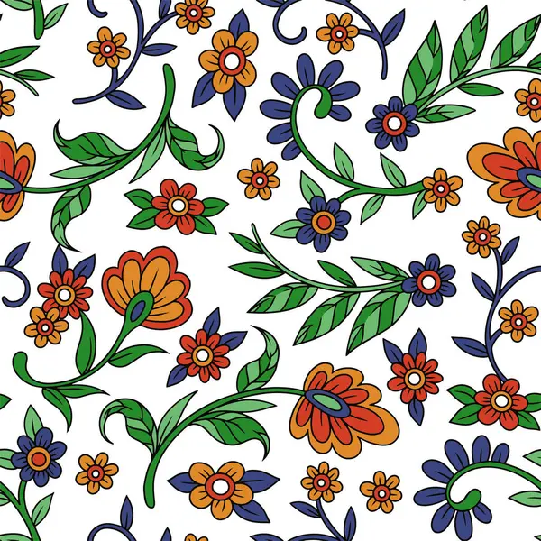 Soyut çiçek desenli kusursuz desen, vektör illüstrasyonu