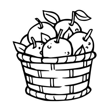 Bir sepet olgun elma. Vektör çizimi. hasat festivali