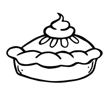 Ev yapımı Şükran Günü pastası. şirin karalama çizimi