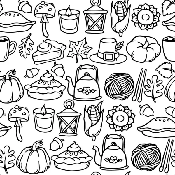 Kusursuz desen, sıcacık sonbahar boyama kitabı, şükran günü. karalama yazdırma