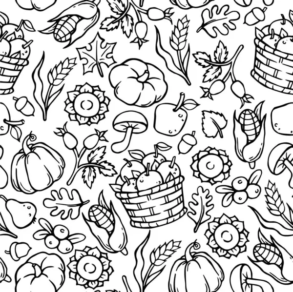 Kusursuz desen, sıcacık sonbahar boyama kitabı, hasat festivali. karalama yazdırma