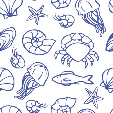 Deniz kıyısındaki tatilin kusursuz bir düzeni. Doodle biçimi yazdırma