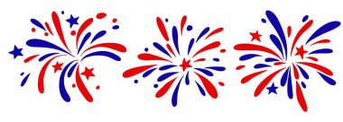 Amerikan Bağımsızlık Günü için havai fişek seti.