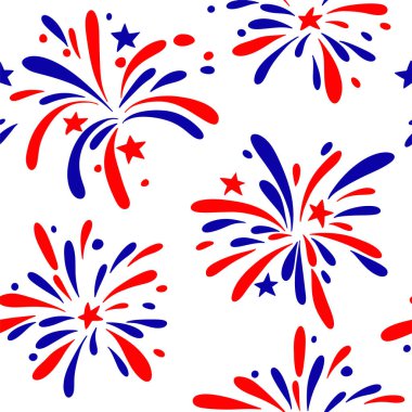 Amerikan Bağımsızlık Günü için havai fişeklerin ve yıldızların kusursuz örüntüsü.