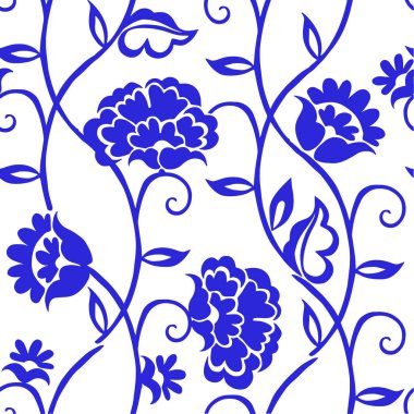 Çiçek desenli vektör süslemeleri. Doğulu tasarım.