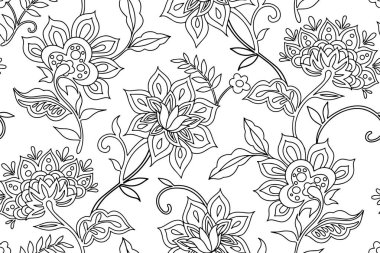 Boyama kitabı. Doğulu süslemeleri olan vektörsüz desen.