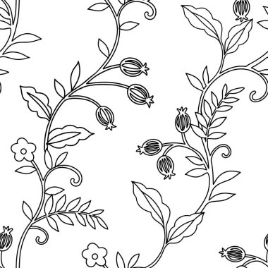 Boyama kitabı. Doğulu süslemelerle kusursuz desen. Çiçekler ve böğürtlenlerle yazdır.