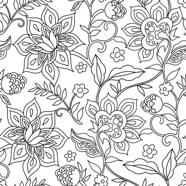 Boyama kitabı. Doğulu süslemeleri olan vektörsüz desen.