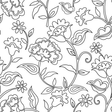Boyama kitabı. Çiçek desenli vektör süslemeleri. Doğulu tasarım.