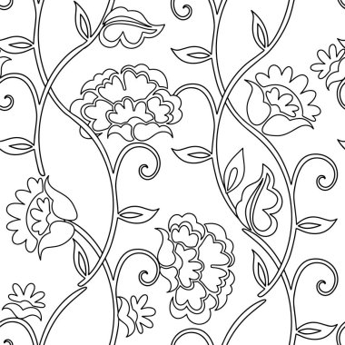 Boyama kitabı. Çiçek desenli vektör süslemeleri. Doğulu tasarım.