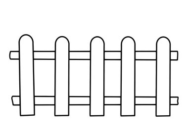 Boyama kitabı. Çit, güzel çizim. Çocuklar için vektör illüstrasyonu, çizgi film.
