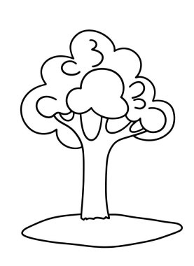 Boyama kitabı. Ağaç, şirin vektör çizimi. Çocuk renkleri için çizim, çizgi film.