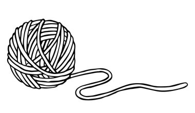 Örgü, tığ işi temasının vektör çizimi. İplik yumağı.