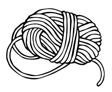 Örgü, tığ işi temasının vektör çizimi. İplik yumağı.