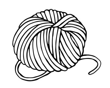 Örgü, tığ işi temasının vektör çizimi. İplik yumağı.