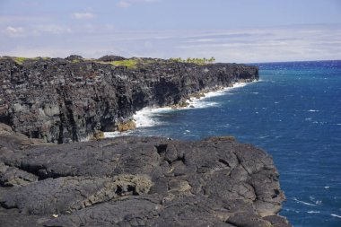 Lava field coastline in Hawaii Big island clipart