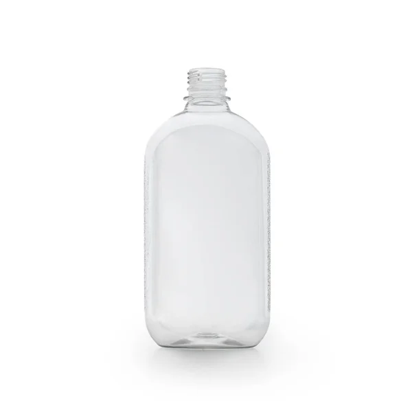 透明な光沢のあるプラスチックボトル フォトリアリスティックなパッケージモックアップテンプレートを隔離 ストック写真