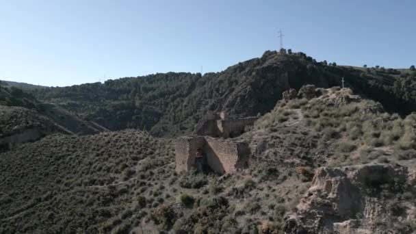 Drohnenaufnahmen Der Historischen Ruinen Der Burg Mondujar Granada Spanien — Stockvideo