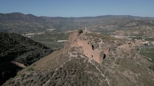 Безпілотні Кадри Історичних Руїн Замку Мондухар Гранада Іспанія — стокове відео