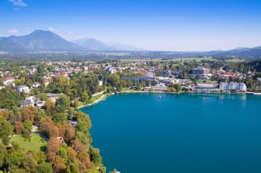 Panoramic view of Bled lake in  Slovenia. Europe