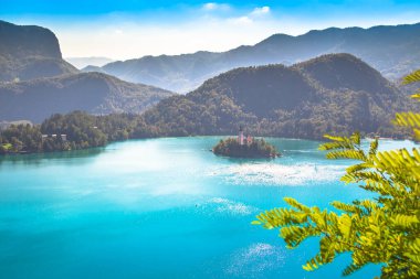 Panoramic view of Bled lake in  Slovenia. Europe