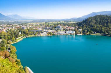 Panoramic view of Bled lake in  Slovenia. Europe