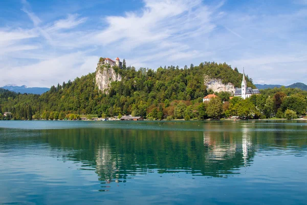 stock image Panoramic view of Bled lake in  Slovenia. Europe