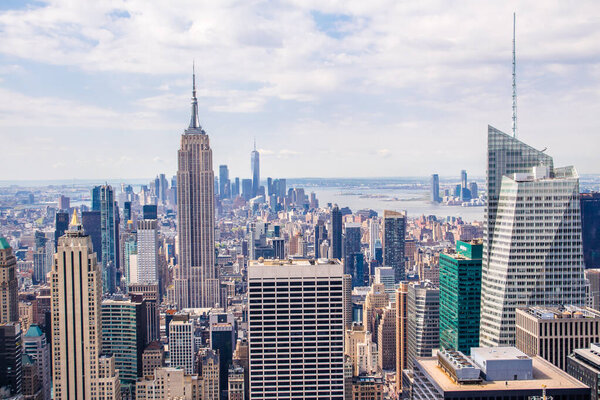 Aerial cityscape of Manhattan, New York City.