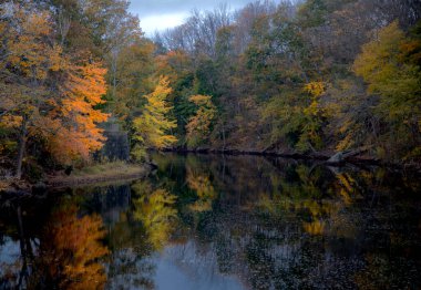 Sonbahar, New Hampshire kırsalındaki bir nehre yansıyor.