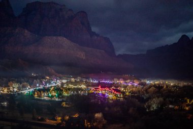 The lights of Springdale, Utah during winter clipart