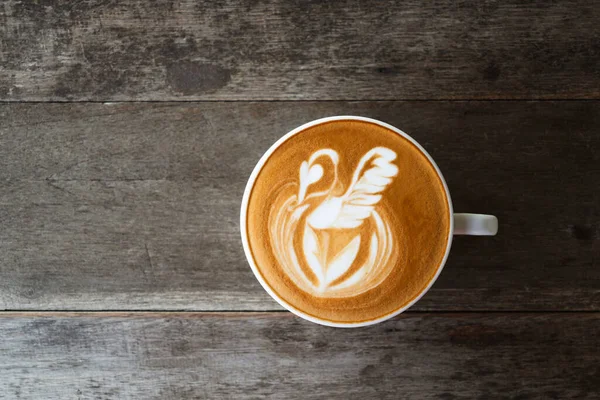 Café Latte Art Avec Forme Cygne Dans Une Tasse Café — Photo
