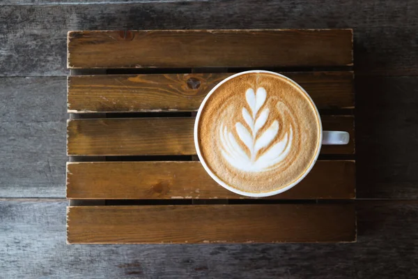 Café Latte Art Avec Forme Coeur Forme Arbre Dans Une — Photo