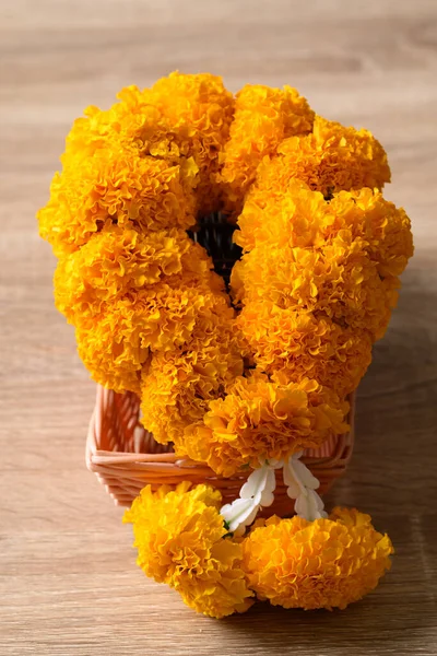 Yellow marigold flower garland, Spiritual flower