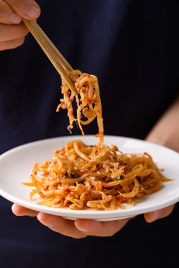 Spicy mung bean sprouts salad (Kongnamul Muchim), Korean food side dish