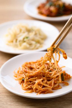Spicy mung bean sprouts salad (Kongnamul Muchim), Korean food side dish