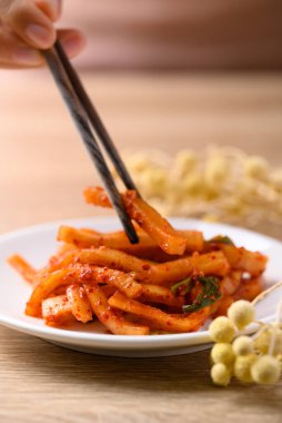 Kimchi radish ready to eating, Korean food homemade side dish