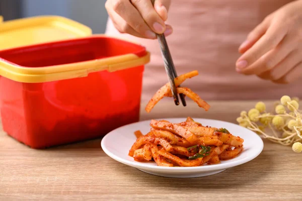 Kimchi radish ready to eating, Korean food homemade side dish