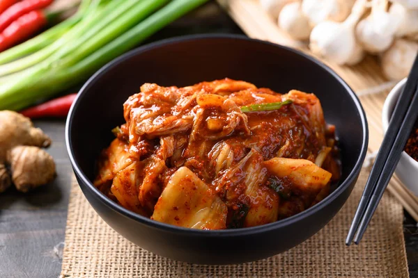Kapusta Kimchi Koreański Domowe Danie Boczne Żywności — Zdjęcie stockowe