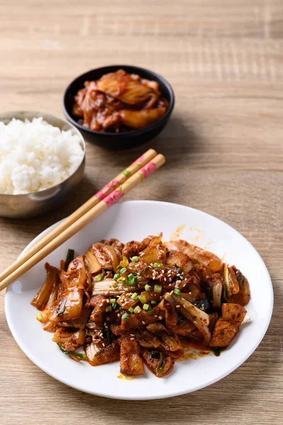 Remover Coreano Col Kimchi Frita Con Carne Cerdo Comer Con — Foto de Stock
