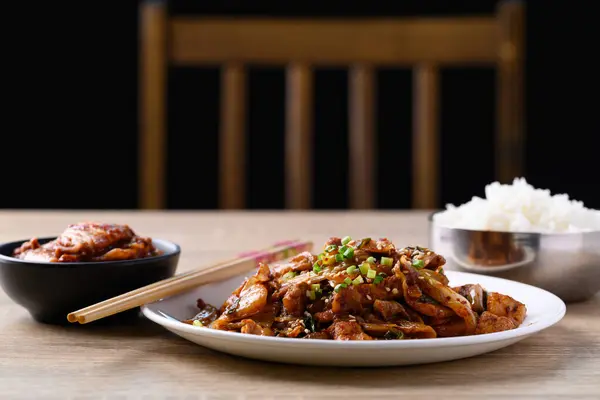 Remover Coreano Col Kimchi Frita Con Carne Cerdo Comer Con — Foto de Stock