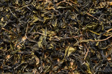 Kurumuş yeşil çay yaprağı dokusu, sağlıklı içecek.