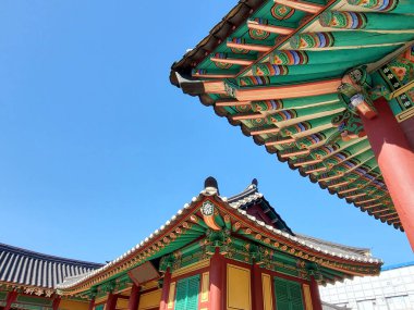 blue sky and wonderful korean traditional roof