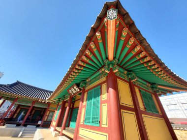 blue sky and wonderful korean traditional roof
