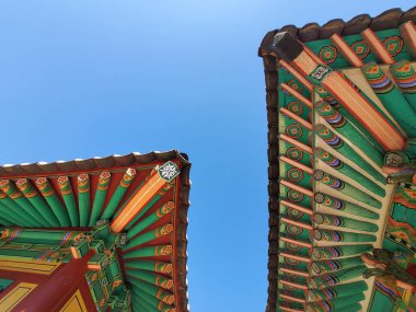 blue sky and wonderful korean traditional roof