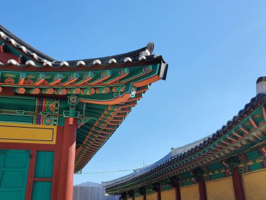 blue sky and wonderful korean traditional roof