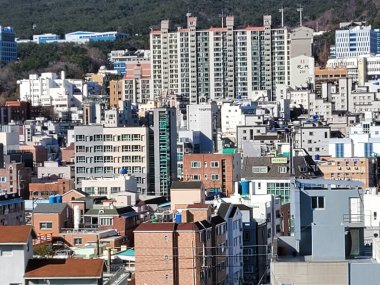 Looking Up Blue Modern Office Building