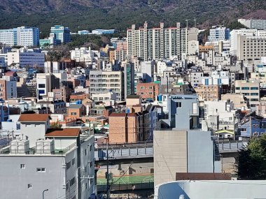 Looking Up Blue Modern Office Building