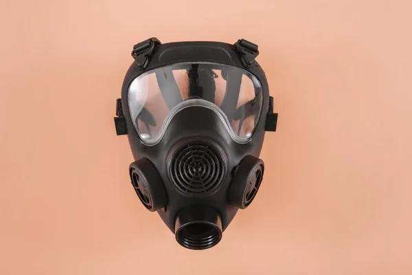 Masker Gas Tanpa Filter Pada Latar Belakang Oranye Tampilan Atas — Stok Foto