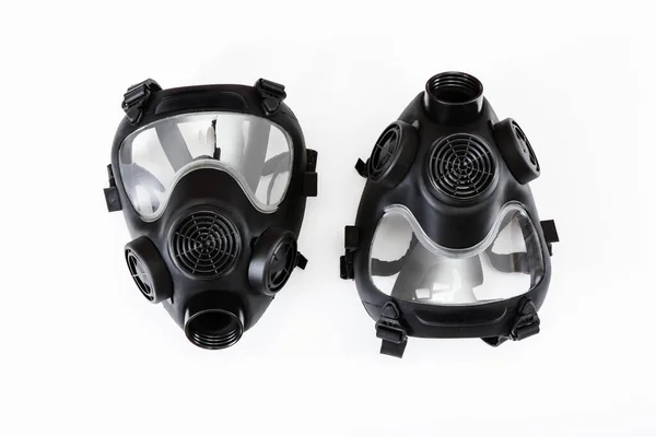 Gasmasker Zonder Filter Witte Achtergrond Twee Ademhalingsapparaten — Stockfoto