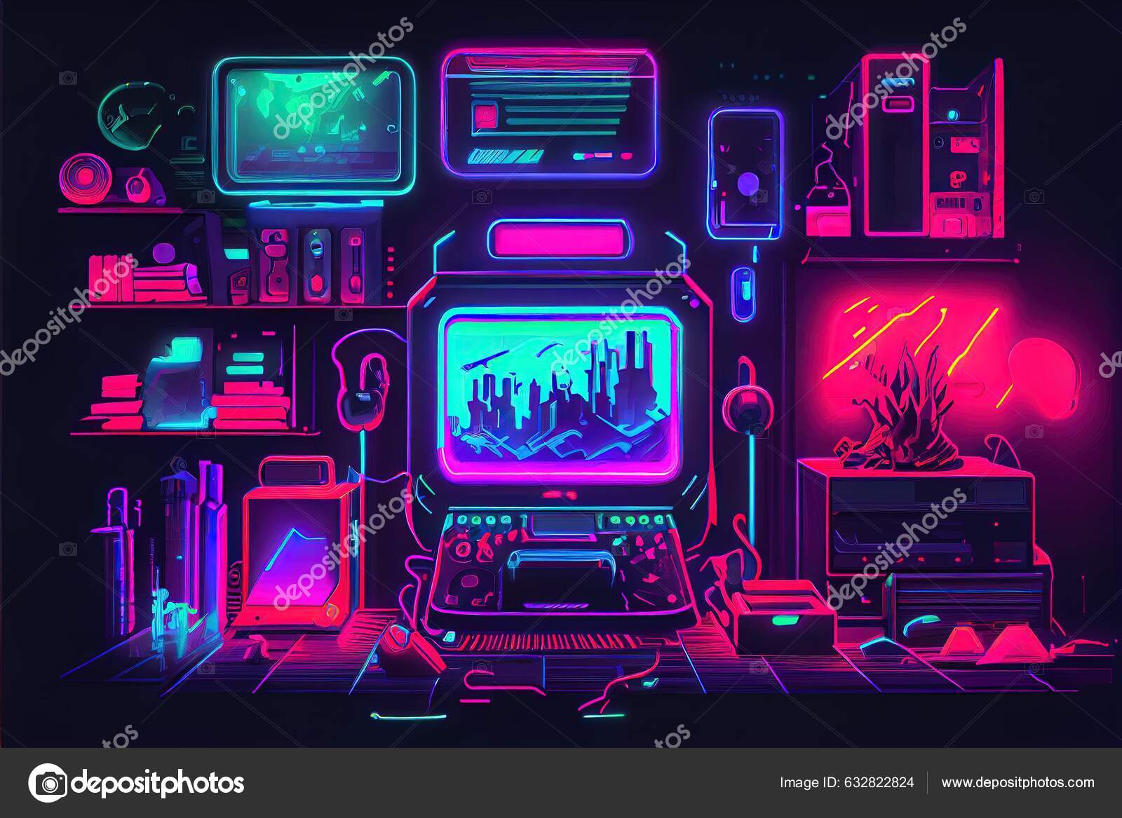 Generative AI illustration of gaming background, abstract